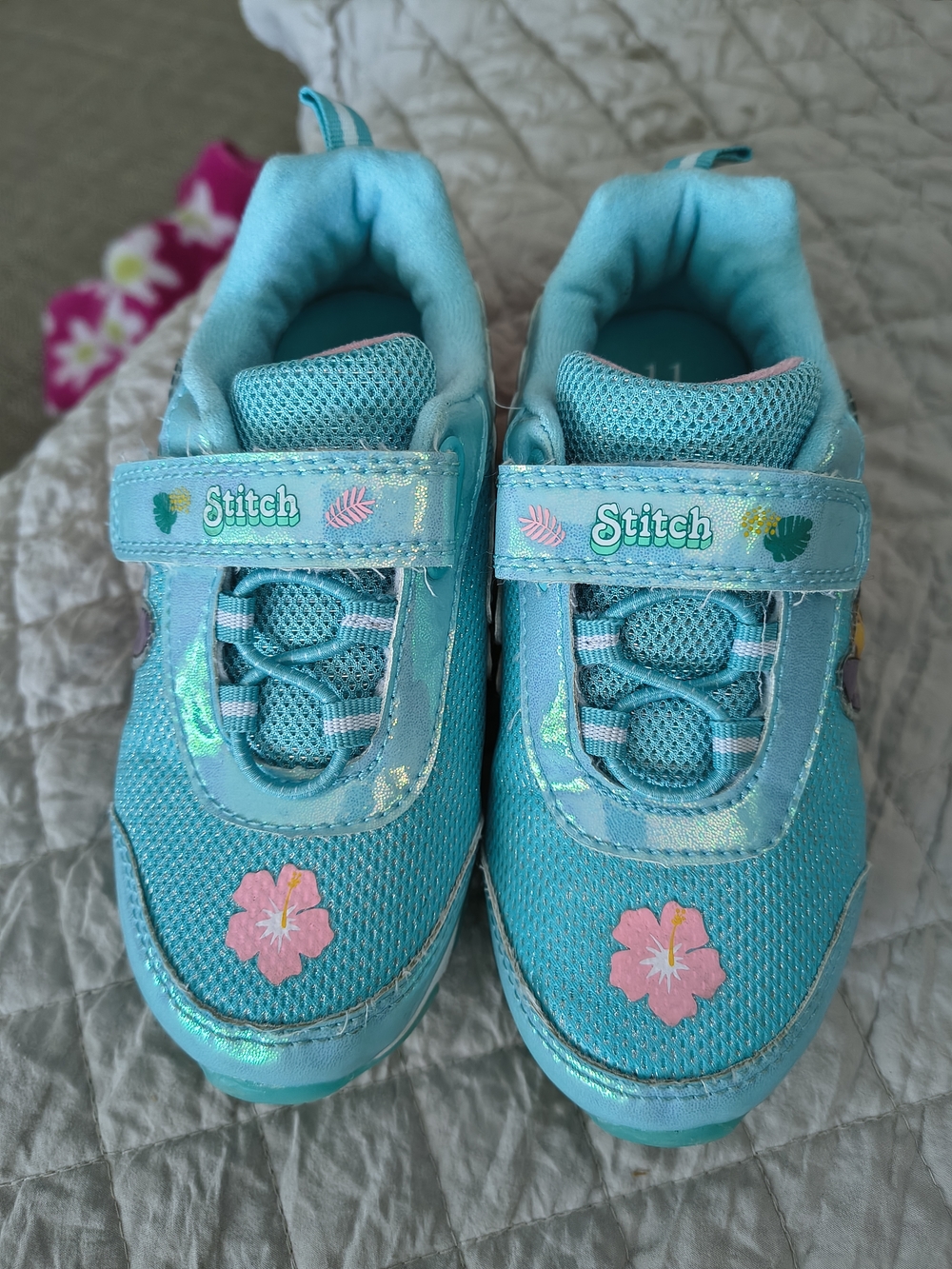 Kids' Light Up Stitch Athletic Sneakers with Floral Accent